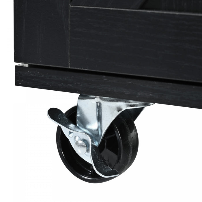 Sherry 54.5\" Engineered Wood Kitchen Carts With Power Outlet And Storage - Black