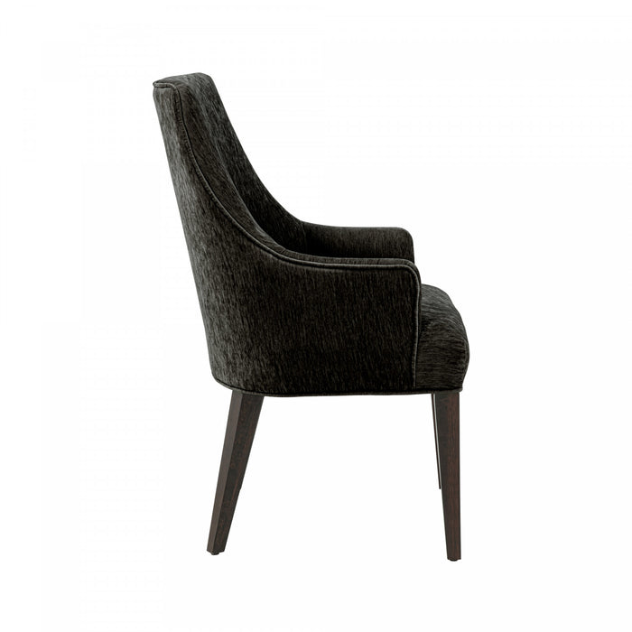 Beever Modern Chenille Wood Armchair in Black
