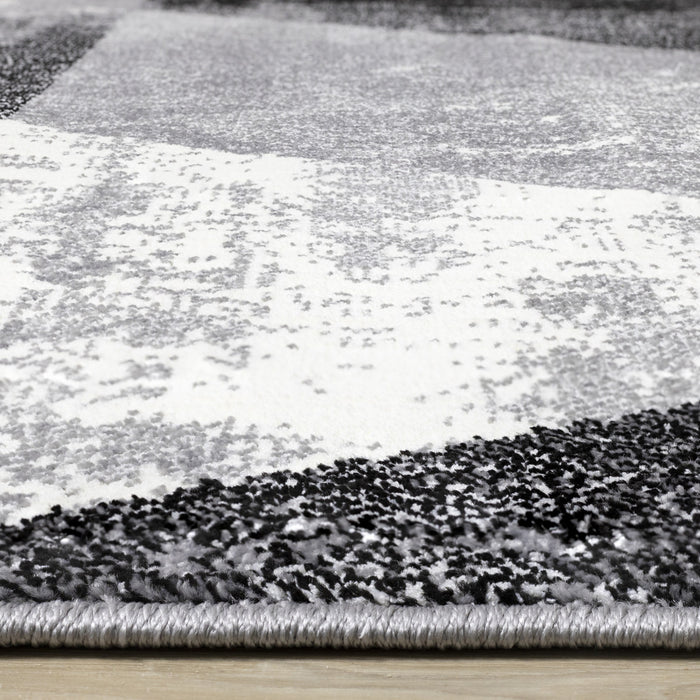 Covington Black White Grey Distressed Geometric Triangle Rug, 6'7\" x 9'10\" Indoor Area Rug