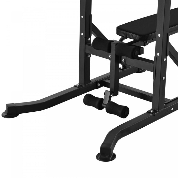 Soozier Foldable Power Tower Pull Up Dip Station With Adjustable Bench