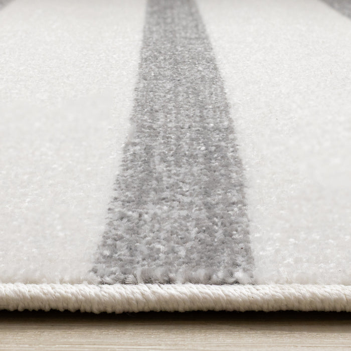 Covington Grey White Striped Rug, 6'7\" x 9'10\" Indoor Area Rug