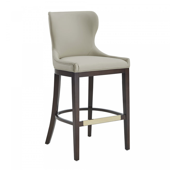 Blair Modern Wood Upholstered Barstool in Stone - Set of 3 Bar Stool