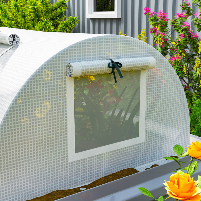 Outsunny Mini Greenhouse with Mesh Windows, Tunnel Growing Tent, White