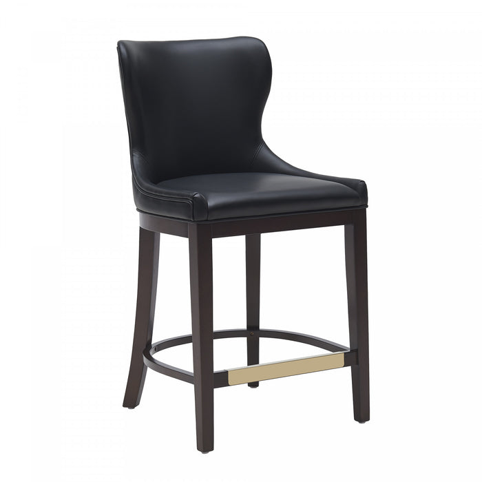 Blair Modern Wood Upholstered Counter Stool in Black - Set of 2 Bar Stool