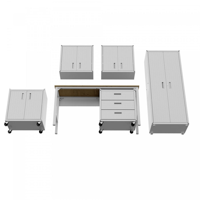 Fortress Modern 6-Piece Garage Set in White Garage Storage