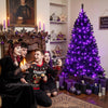 HOMCOM 6ft Pre-lit Black Christmas Tree with 680 Purple LED Lights, Black