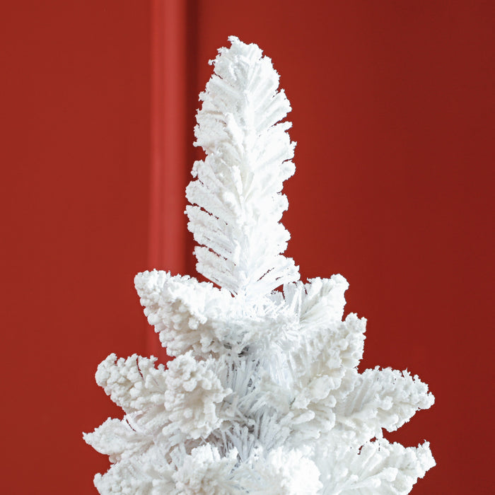 Homcom Snow Flocked Pencil Christmas Tree With Realistic Branch Tips White