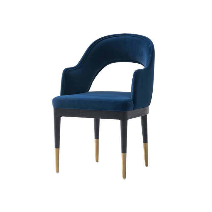 Carrington Modern Glam Upholstered Velvet Armchair in Midnight Blue