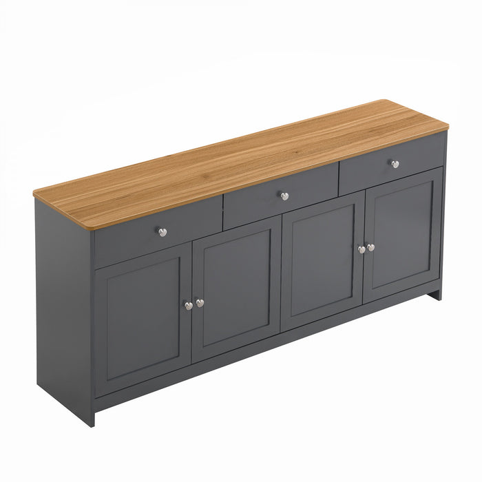 Grace 55.1\" Rustic Wood Buffet Cabinet with Doors and Drawers,Grey Accent Cabinet