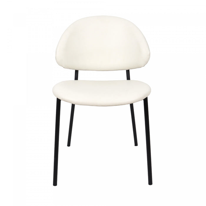 Haven Contemporary Modern Vegan Leather Metal Side Chair in Ivory - Set of 4