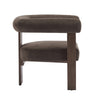 Crest Modern Upholstered Round Arm Accent Chair with Three-Leg Design, Dark Brown, Walnut | Crest Fauteuil d'Appoint Moderne a Accoudoirs Ronds et Pieds Triangulaires, Brun Fonce, Noyer