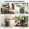 Outsunny Grill Table with Stainless Steel Top, Pizza Oven Table with Storage Cabinet, Spice Rack, Outdoor Kitchen Island with Wheels, Handle, Dark Grey