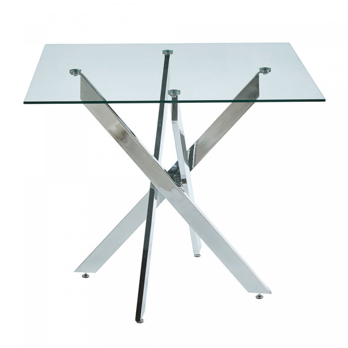 Olivia Square Glass Dining Table with Multi-Use Function,Chrome