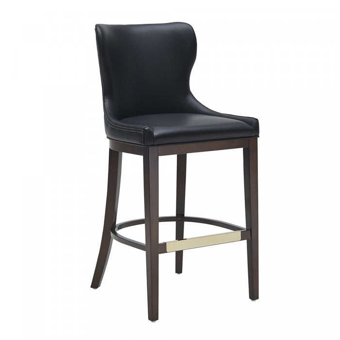 Blair Modern Wood Upholstered Barstool in Black - Set of 3 Bar Stool
