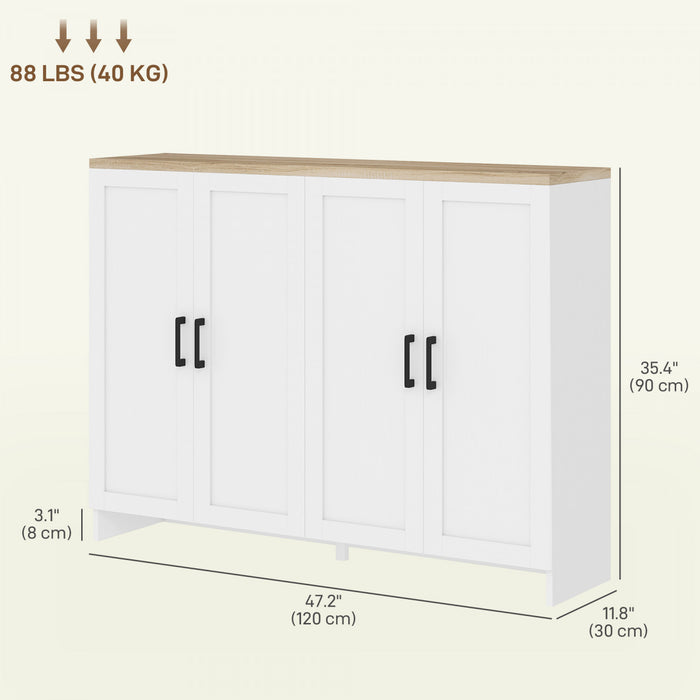 HOMCOM Modern Sideboard Buffet Cabinet with Adjustable Shelves White