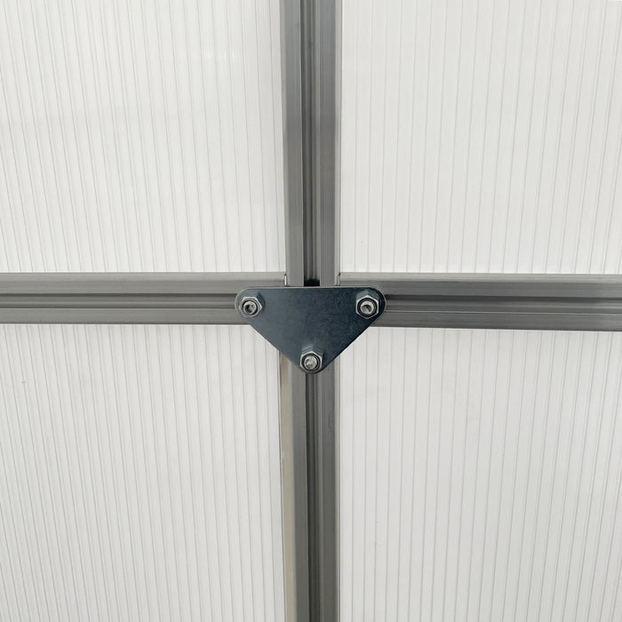 Outsunny 6' X 6' Aluminum Greenhouse Polycarbonate Walk-in Garden Greenhouse Kit With Adjustable Roof Vent, Rain Gutter And Sliding Door For Winter, Clear