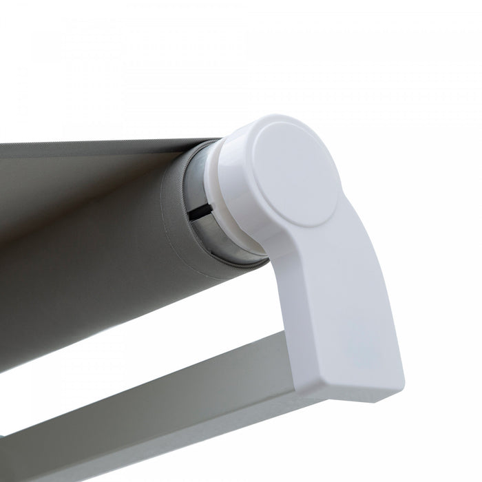 Outsunny 12' X 8' Retractable Awning Patio Awnings Sun Shade Shelter With Manual Crank Handle, Uv & Water-resistant Fabric And Aluminum Frame For Deck Balcony Yard, Grey