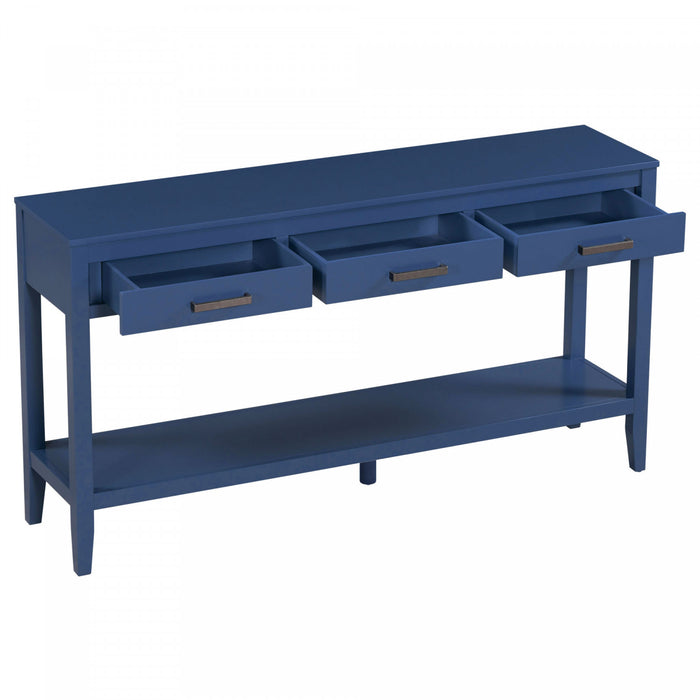 Emma 59.1'' Farmhouse Entryway Table with Drawers and Open Shelf,Blue Sofa Table