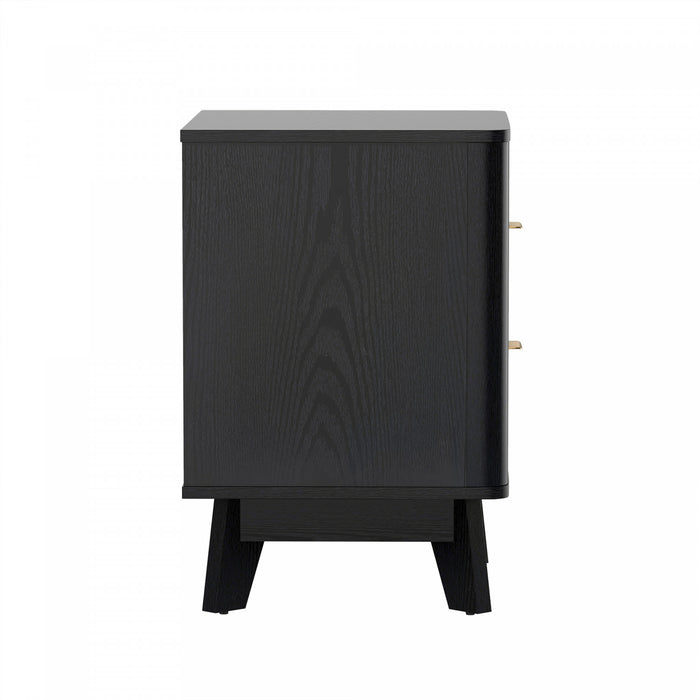 Orlen Mid-Century Modern 2-Drawer Multi-Purpose Nightstand & End Table in Black