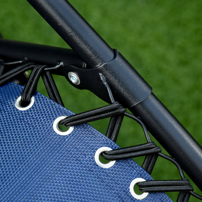 Outsunny 2 Piece Foldable Lounge Chair With Canopy Shade, Blue