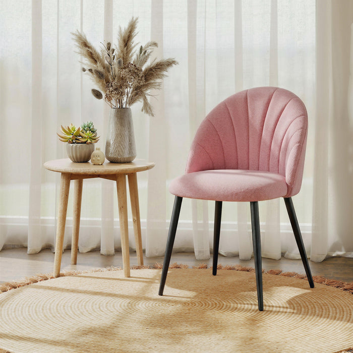 HOMCOM Dining Chairs Set of 4 Kitchen Chairs with Metal Legs Pink