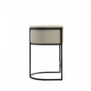 Cosmopolitan Mid-Century Modern Metal Upholstered Counter Stool in Stone Gray | Tabouret de comptoir moderne du milieu du siecle Cosmopolitan en metal et tissu, gris pierre