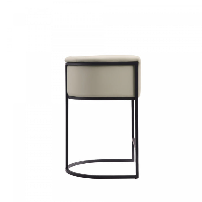 Cosmopolitan Mid-Century Modern Metal Upholstered Counter Stool in Stone Gray