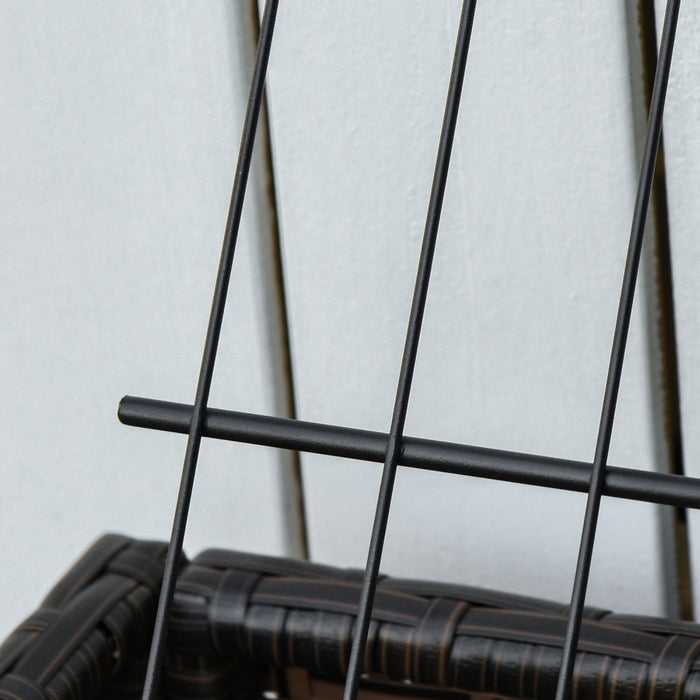 Outsunny Elevated Rattan Raised Garden Bed With Tool Storage Shelf