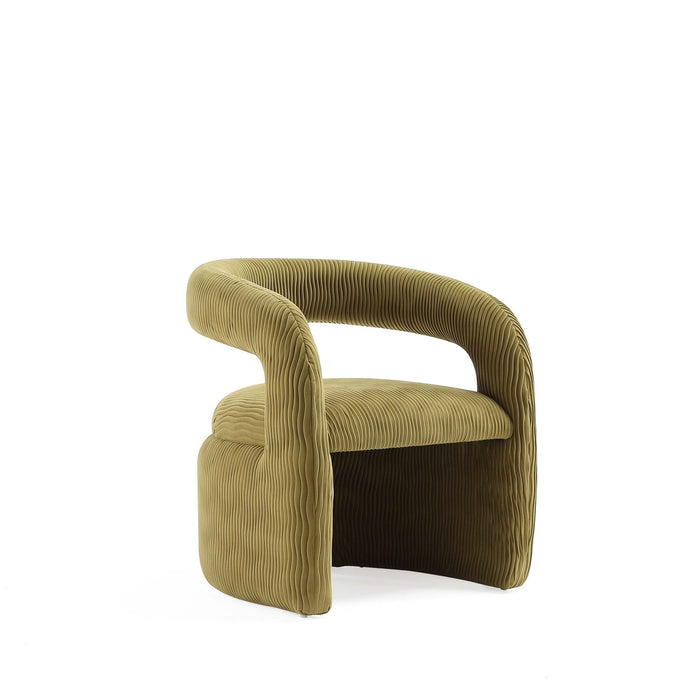 Corvette Mid-Century Modern Velvet Lounge Chair in Olive Green