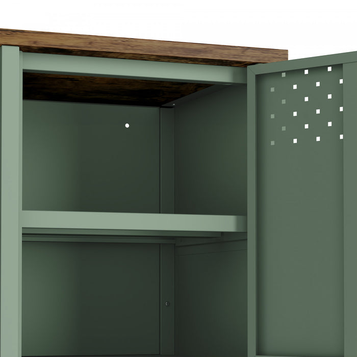Landen Modern 47\" Metal Storage Cabinet in Sage Green Armoire