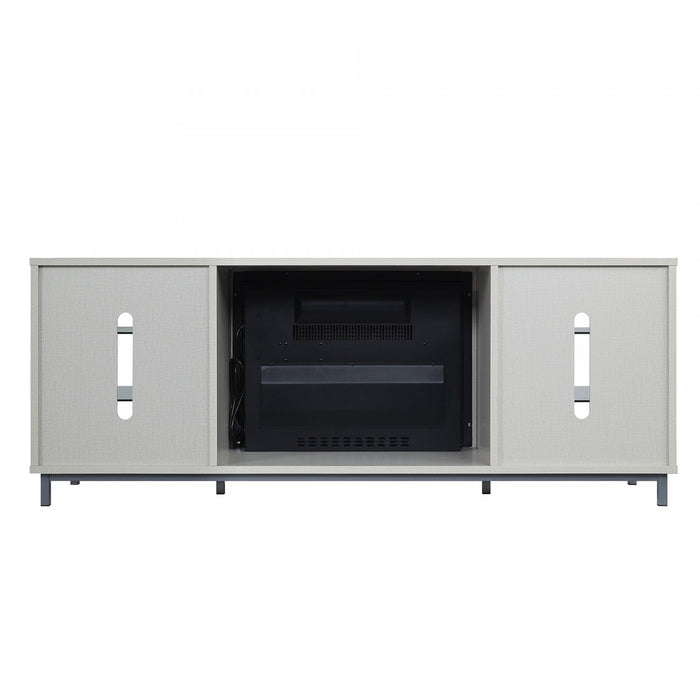 Brighton Modern 2-Piece Electric Fireplace in Black and Beige