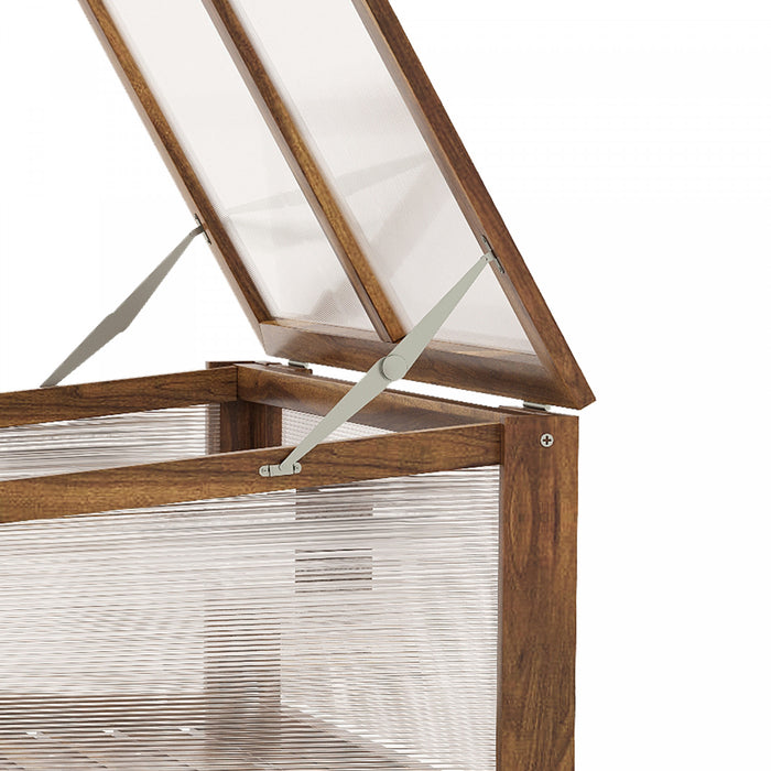 Outsunny 35.5\" X 20\" X 36.5\" Wooden Cold Frame Greenhouse, Garden Portable Raised Planter With Bottom Shelf, Top Opening For Outdoor & Indoor, Brown