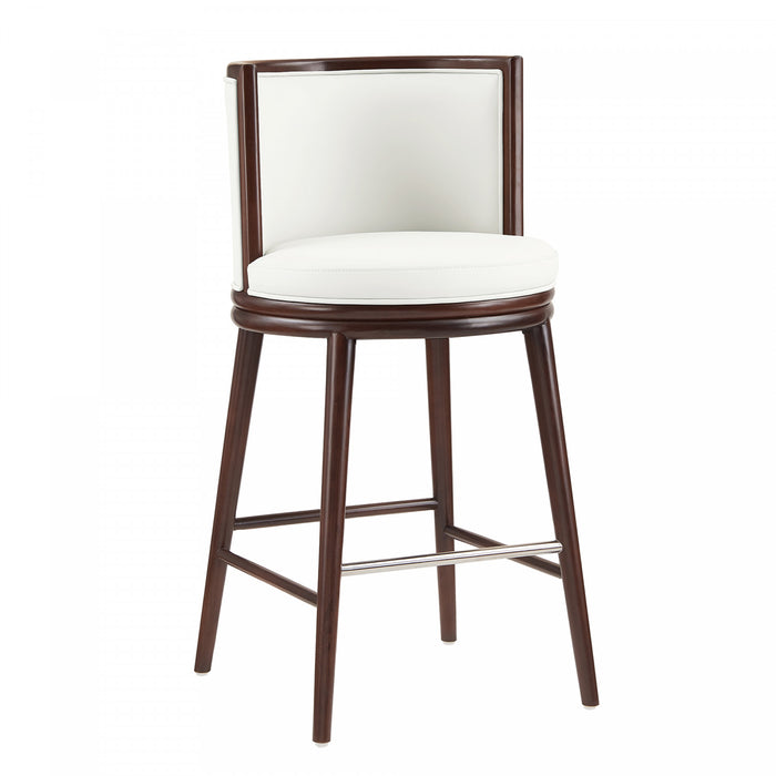 Evalyn Modern Wood Upholstered Barstool in White