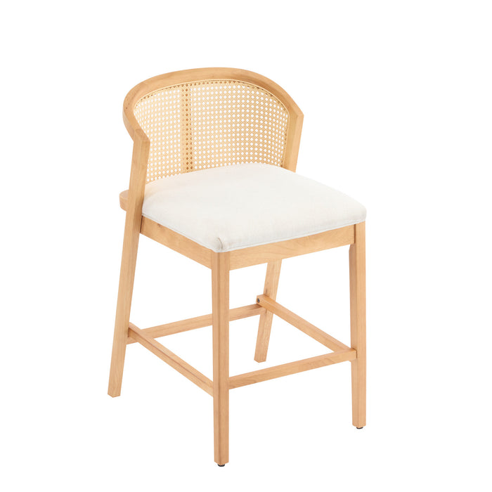 Tatti Rubber Wood Counter Stools with Cane Back Set of 2,Beige