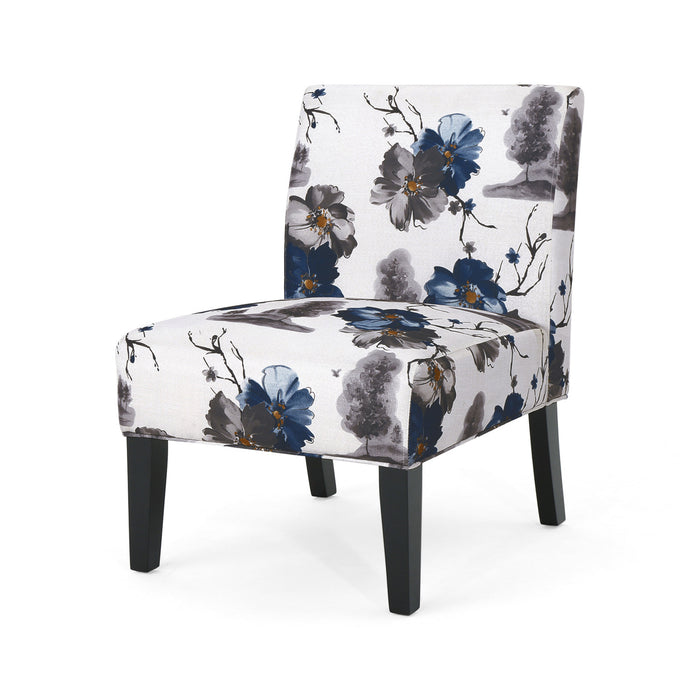 Oliver Linen-look Fabric Accent Chair Set Of 2 With Rubberwood Legs - Blue, Multicolour
