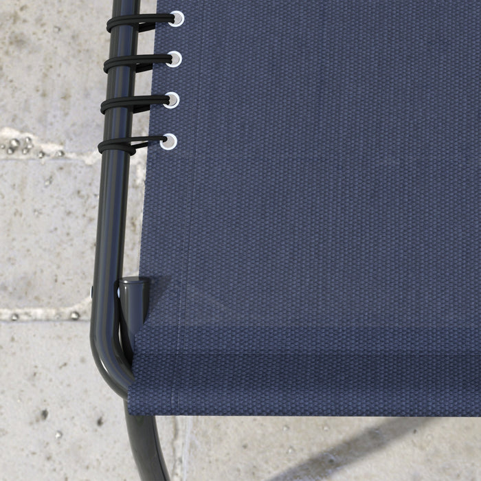 Outsunny 2 Pcs Folding Lounge Chair, Chaise Lounge With Headrest Dark Blue