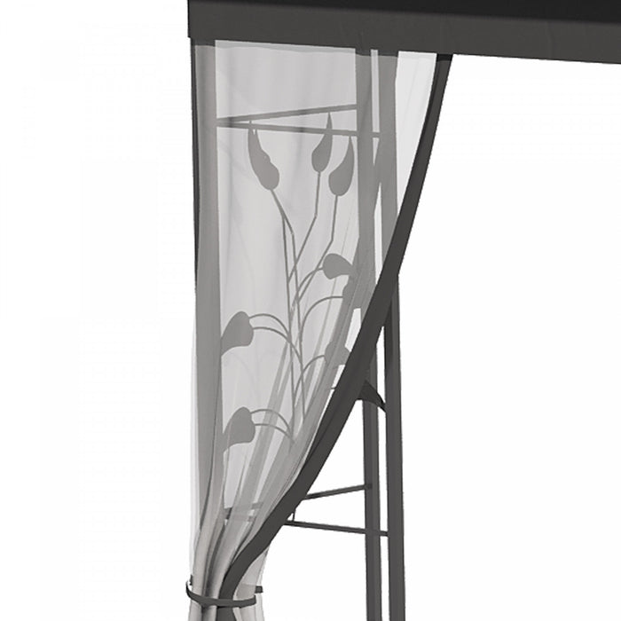 Outsunny 10'x10' Gazebo Canopy Outdoor Patio Sun Shelter Uv Protect W/ 2-tier Polyester Roof Curtain Sidewalls And Steel Frame Grey