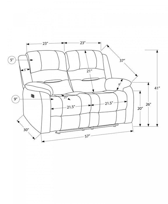 Small 2-Seater Power Reclining Love Seat, 50\" Wide, Usb Port Included, Blue Fabric Recliner