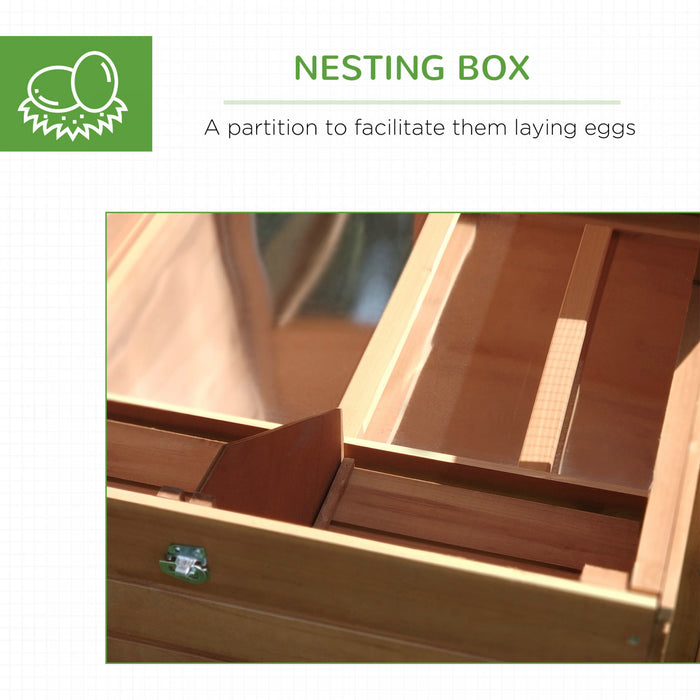 Pawhut 2-tier Chicken Coop Wooden Hen House Rabbit Hutch Poultry Cage Pen Outdoor Backyard With Run Ladder