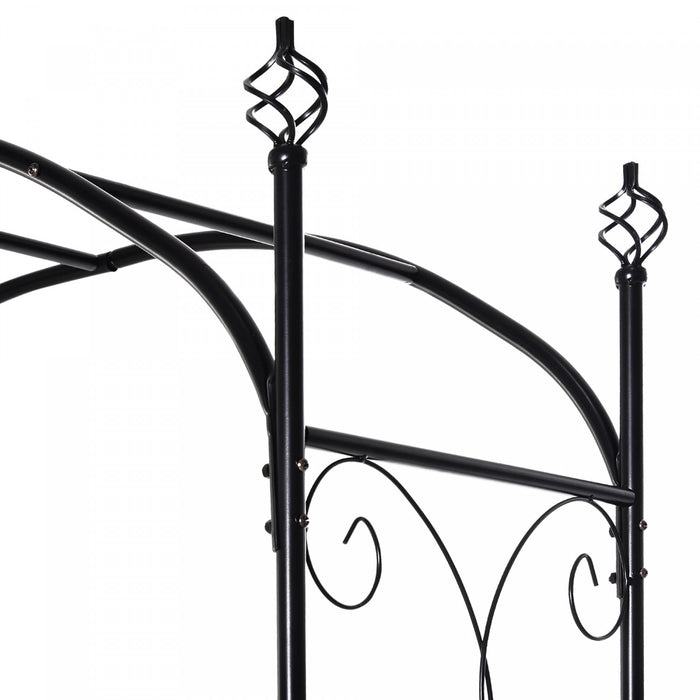 Outsunny 7' Metal Garden Arbor Arch With Scrollwork Doors For Ceremony, Weddings, Party, Backyard, Lawn