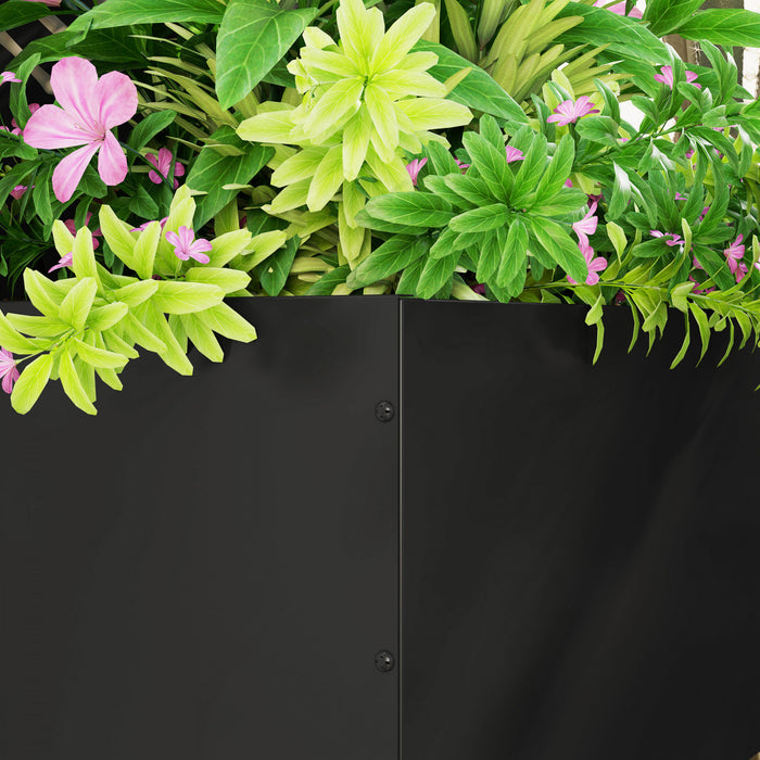 Outsunny Raised Garden Bed with Outdoor Privacy Screen, Wall-Mounted, Black