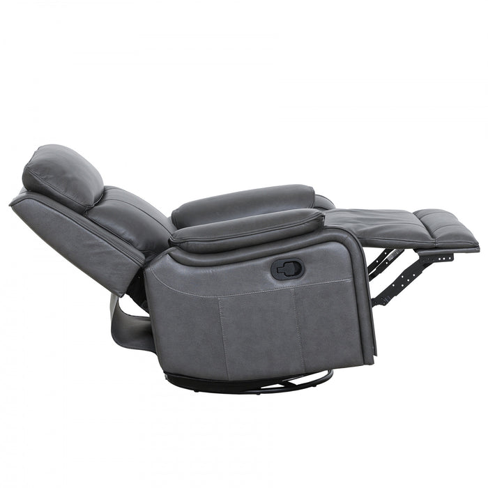 Marlow 37 in. Leather Match Swivel Glider Manual Recliner - Charcoal