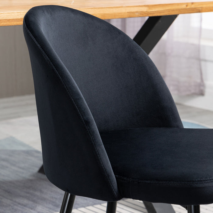 HOMCOM Dining Chairs Set of 2, Mid-Back Velvet-touch Upholstery Side Chair