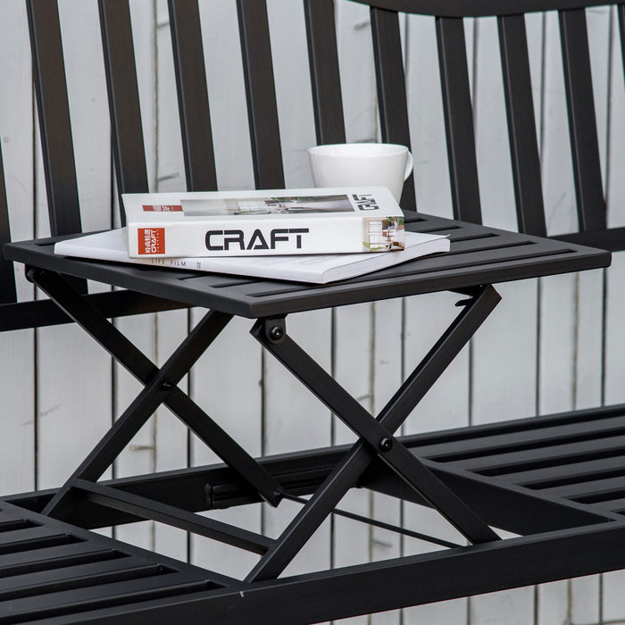 Outsunny Outdoor Bench With Liftable Middle Table, Patio Loveseat, Black