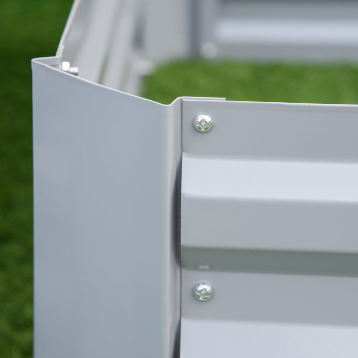 Outsunny 39\" X 39\" X 12\" Set Of 2 Raised Garden Bed, Elevated Planter Box With Galvanized Steel Frame For Growing Flowers, Herbs, Succulents, Grey