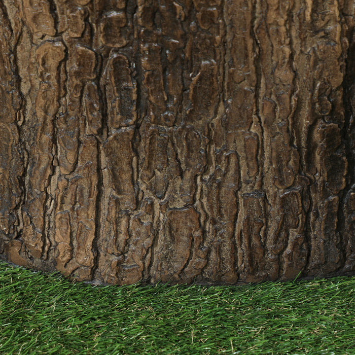 Outsunny 15\" Tree Stump Decorative Garden Stool Side Table Plant Stand