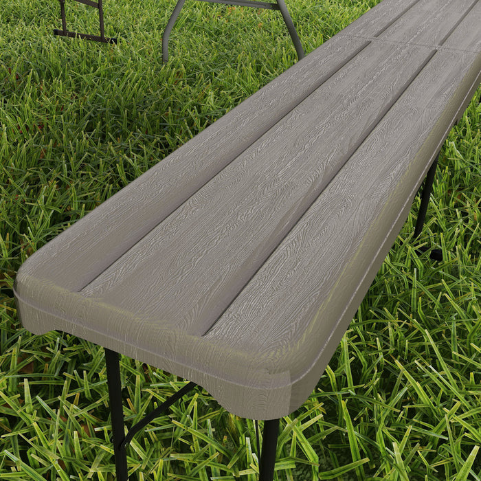 Outsunny 6 Ft Plastic Folding Bench, Portable Bench Seat, Distressed Brown