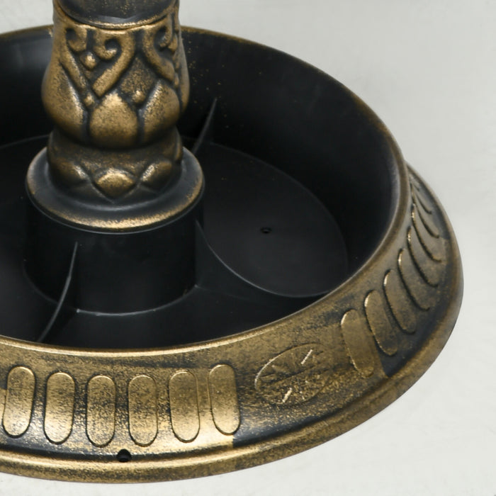 Outsunny Bird Bath For Outdoors, Birdbath With Bird Decoration, Bronze