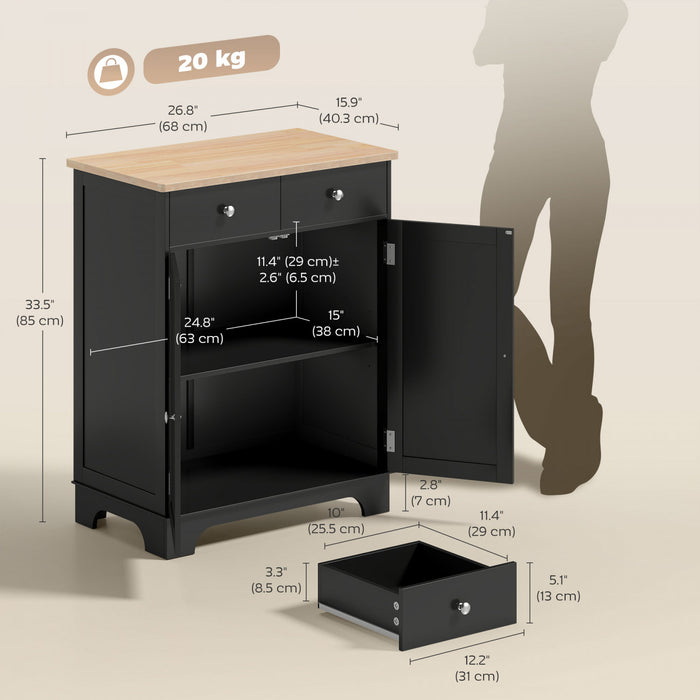 HOMCOM Kitchen Storage Cabinet, Sideboard Floor Cupboard with 2 Drawers
