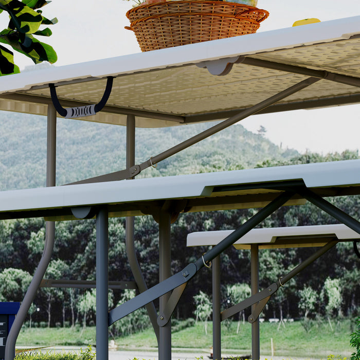 Outsunny 6ft 3-piece Folding Picnic Table With 2 Benches, White